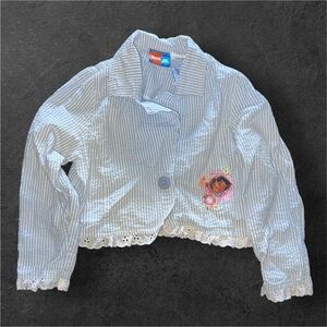 Vintage 2007 Nick Jr Dora the Explorer Embroidered Seersucker Top | Size 4T